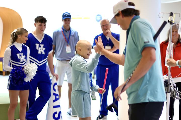 Pro golfers in the ISCO Championship visited patients at KCH for the annual Mini Pro-Am. Carter Skaggs | UK Photo