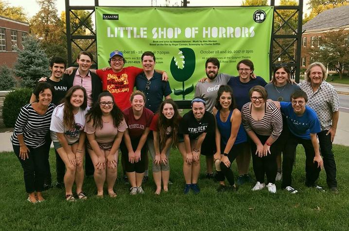 photo of some of cast and crew of "Little Shop of Horrors"