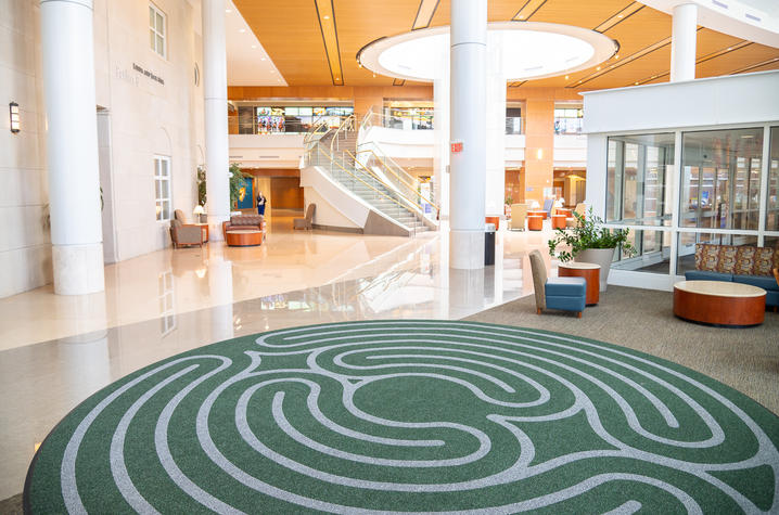 image of walking labyrinth in Chandler hospital atrium