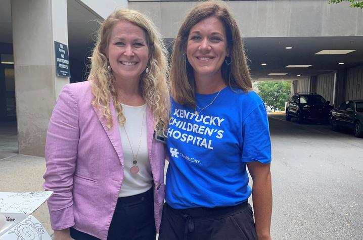 Kentucky Children's Hospital's Dr. Lindsay Ragsdale and Lauren Johnson who helped collect funds to donate new diabetes testing machines and supplies.  