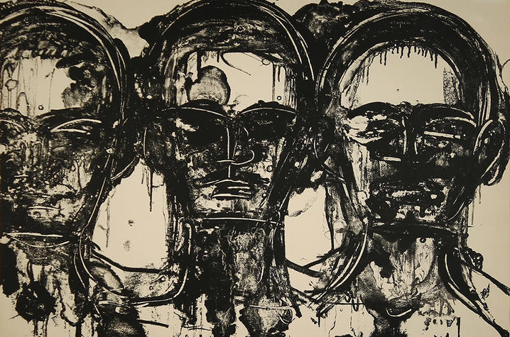 photo of Lester Johnson's "Three Heads, Frontal"