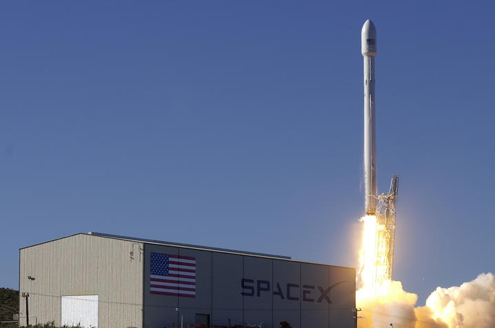 This is a photo of a launch at SpaceX.
