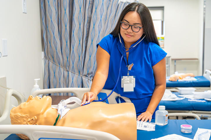 Jessica Borzansky demonstrates nursing skills