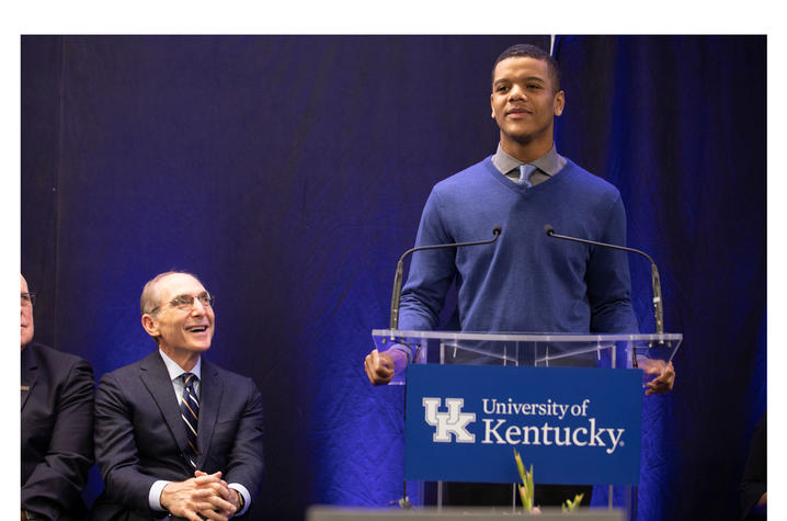 UK President Eli Capilouto and student Chandler Frierson