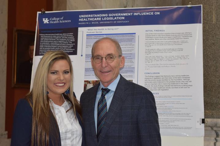 UK President Eli Capilouto with student researcher Madelyn Miles at the 2018 event.