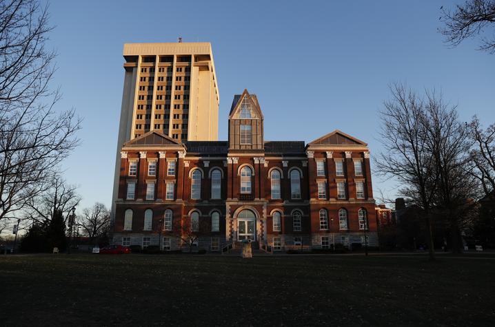 photo of Main Building with Patterson Office Tower behind it