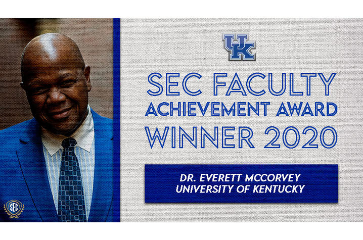 photo of SEC Faculty Achievement banner for Everett McCorvey