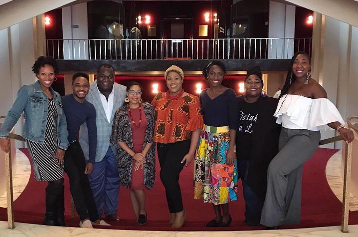 photo of 7 UK Opera Theatre alums and doctoral student Makeda Hampton at the Met 