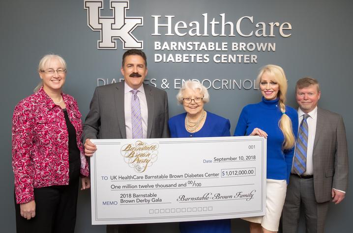 Pictured left to right: Lisa Tannock, MD (Adult Endocrinology Division Chief), Mark F. Newman, MD (Executive Vice President Health Affairs), Willie Barnstable, Tricia Barnstable-Brown, John Fowlkes, MD (Director)