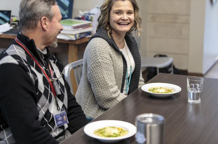 Photo of Markey Cancer Center patients Barry Warner (L) and Erika Radhakrishnan