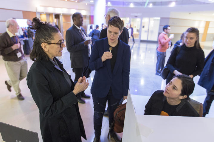 Photo of internationally-renowned pastry chef Taria Camerino at her tasting station during the International Society of Neurogastronomy's 2016 symposium