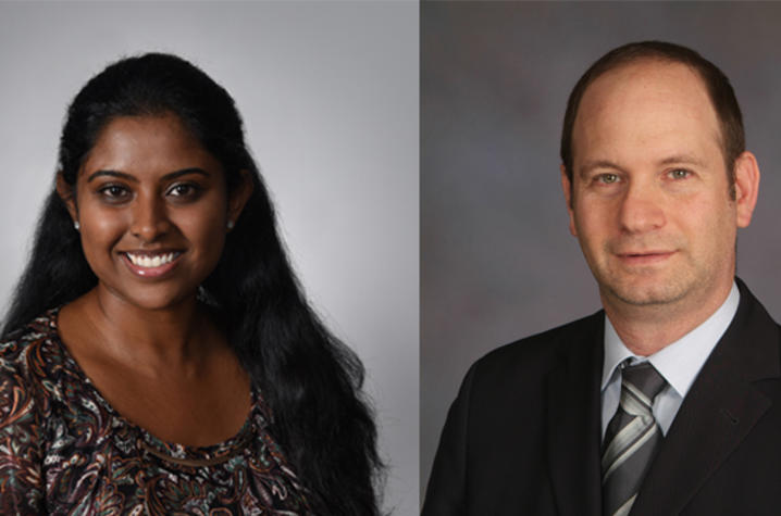 headshot of Dr. Nandavaram (left) and Dr. Gedaly (right)
