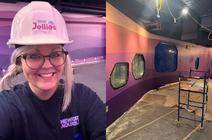 A behind the scenes look at Newport Aquarium’s “Jellies: Go With The Flow” exhibit while it was under construction. Photo of Hall provided. Photo of construction courtesy of Newport Aquarium social media. 