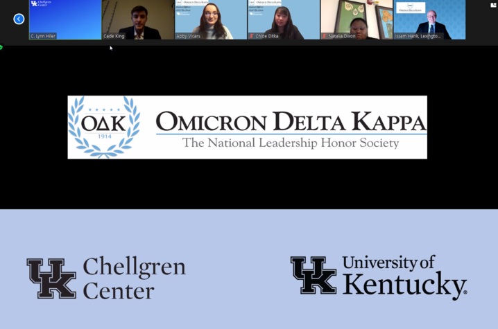 Omicron Delta Kappa virtual induction ceremony.