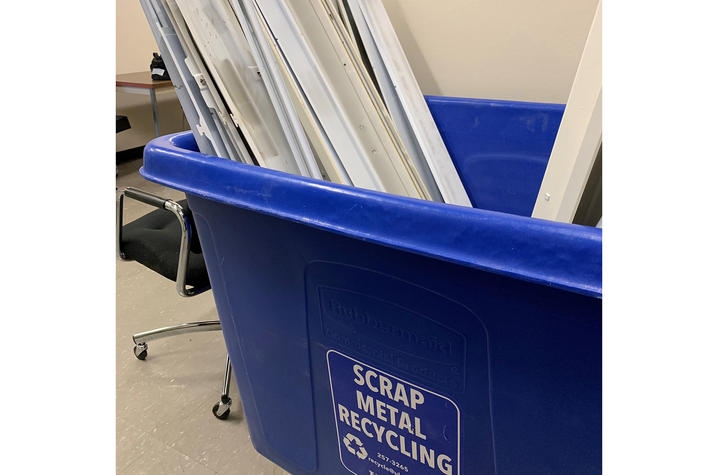 Thanks to UK Recycling, the cardboard, metal ballasts, and ceiling tiles will be recycled.