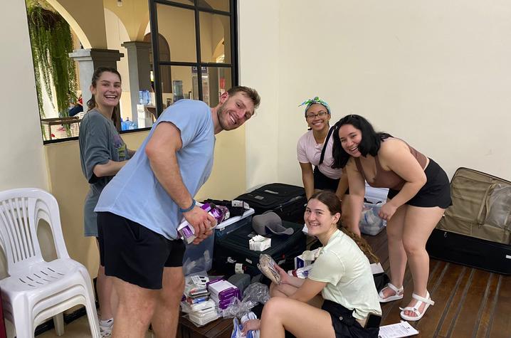 UK physical therapy students packing supplies for clinic day. Photo provided by Lynn English.