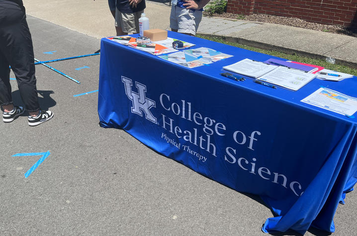 UK physical therapy students worked with guests to conduct fall risk assessments. They guided people through what looked like games. Lindsay Travis | UK Photo