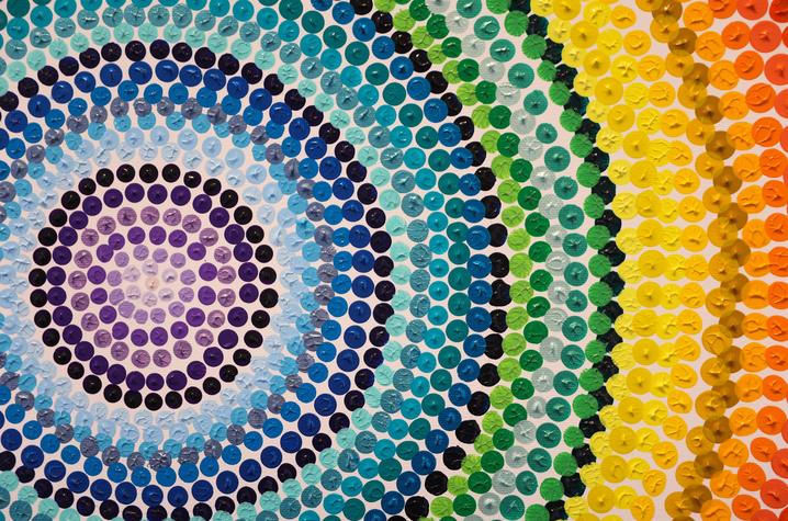 "Prismatic" consists of 34 geometric ways to put a rainbow down on canvas. Carter Skaggs | UK Photo