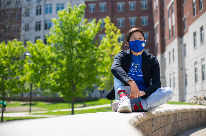 Molly Merchant pictured along south campus residence hall