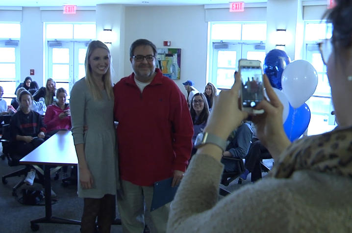 Photo of Shannon Sodergren, student, with Richard Andreatta, professor