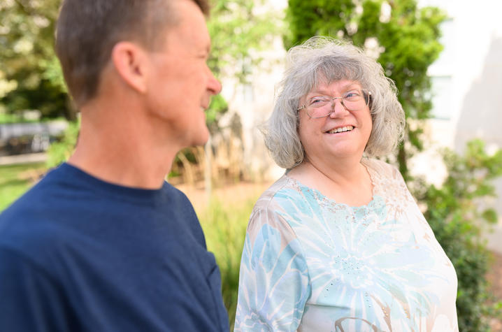 Robin Bullock (right) with her husband, Roger.