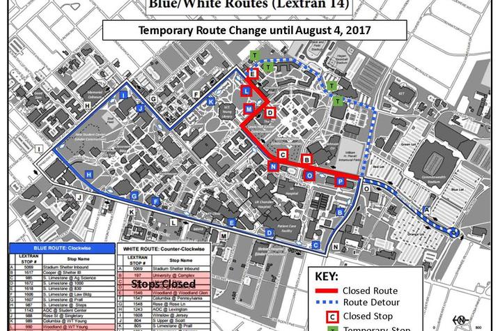 Blue and White Routes Operating on Temporary Detour | UKNow