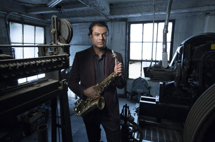 photo of Rudresh Mahanthappa with saxophone