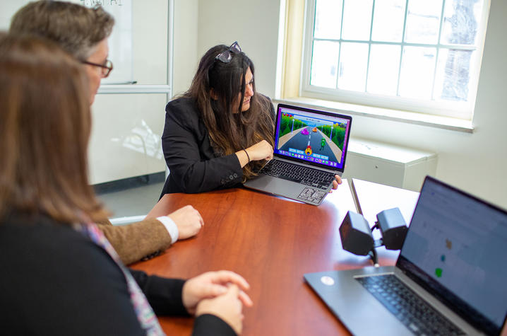  left to right: STEM Education faculty Molly Fisher, Ph.D., Jonathan Thomas, Ph.D., and Sahar Alameh, Ph.D. 