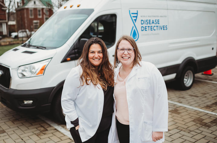Sagan Goodpaster (right) is working with faculty member Sahar Alameh, Ph.D., (left) to ensure Kentucky standards for teaching science, biology, and chemistry are integrated into a new curriculum. 
