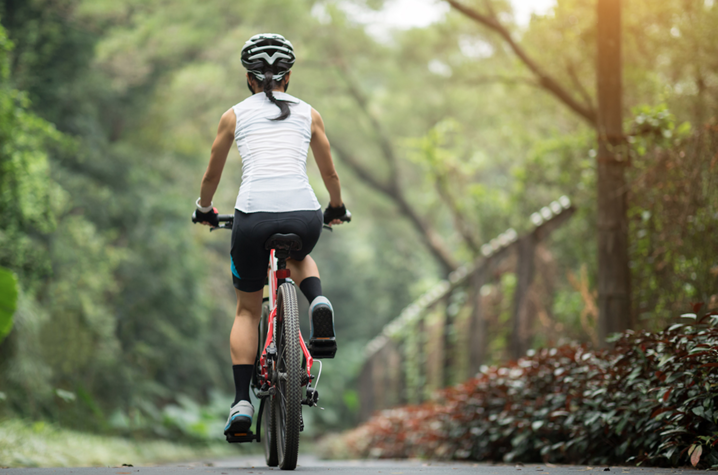 Woman on a bike. 