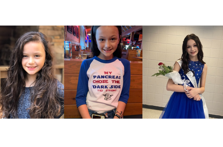 Calissa Lowe was diagnosed with Type 1 Diabetes at age 9, just days after the photo on the far left was taken. She is now confident in her diabetes management and is involved in everything from basketball to school plays. Phots provided.