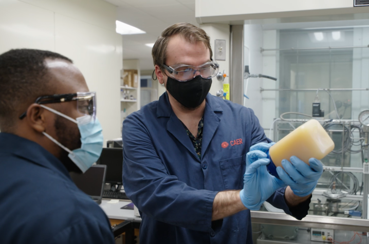 Robert Pace, primary investigator of the project (right), and Ph.D. student Great Umenweke are performing the majority of the sustainable aviation fuel research.