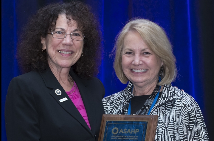 Photo of CHS associate dean Sharon Stewart with ASAHP president Linda Petrosino