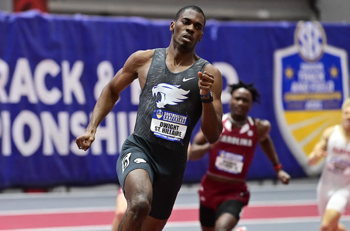 photo of Dwight St. Hillaire competing in SEC track and field event