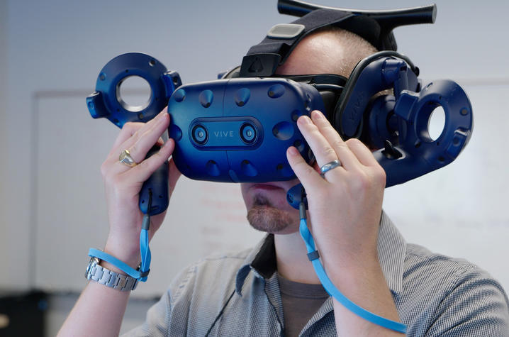 Photo of Stephen Ware Using VR Headset