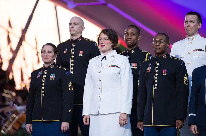 photo of Charis Strange and other military vocalists at Memorial Day Concert