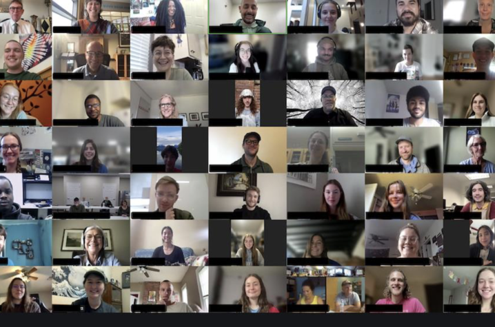 UK students and residents from all around Kentucky Collage of people from around the state participating in ZOOM