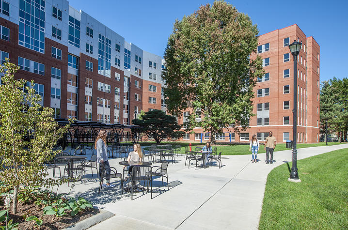 Photo of Students Outside of Residence Hall