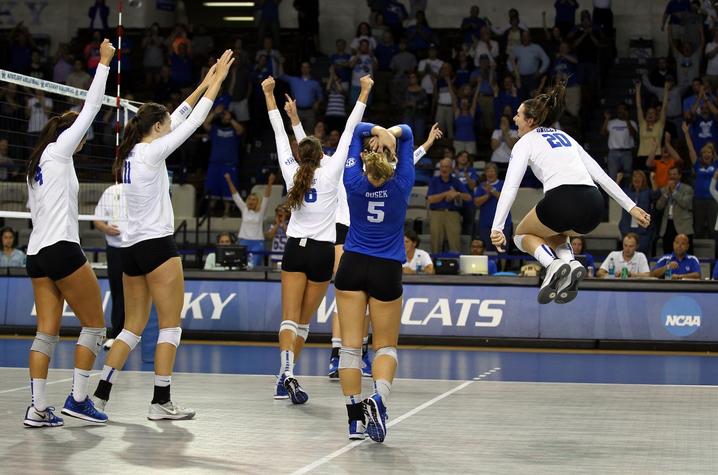 photo of UK Volleyball Team celebrating