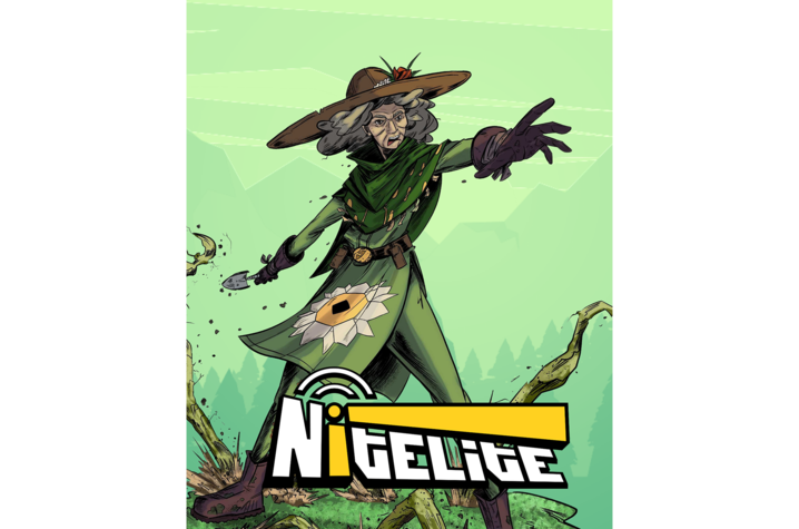 photo of art from Treyton Blackburn's "Nitelite" featuring the Green Thumb character