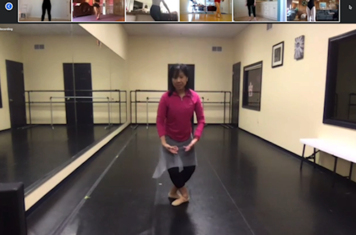 This is a photo of Theresa Bautista, a dance instructor in the UK College of Fine Arts, during a recent online dance class.