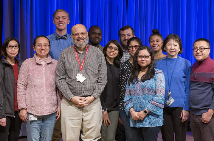 University of Kentucky professor Sidney Whiteheart (fourth from left) with members of his lab and rotation students. Whiteheart is leading a study on platelet function that will provide the groundwork for important therapeutic development. 
