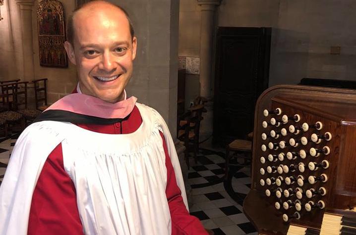 photo of Zach Ullery at organ