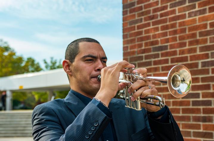 Adiel Nájera is on track to earn his Doctorate of Musical Arts in Trumpet Performance. Photo by UK HealthCare Brand Strategy.