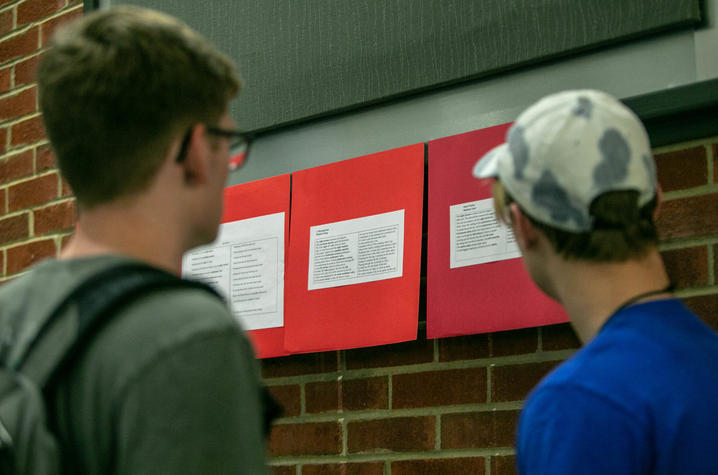 photo of students reading poetry about heart blood flow