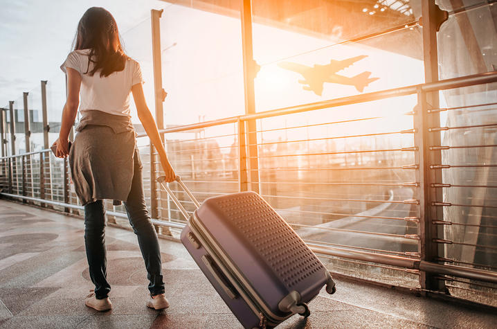 Traveler at the airport. 