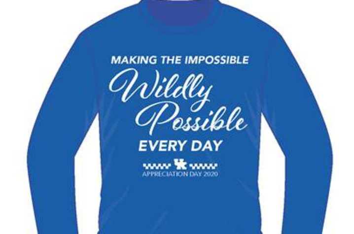graphic design of UK Appreciation Day T-shirt that says "Making the Impossible Wildly Possible Every Day.  Appreciation Day 2020.