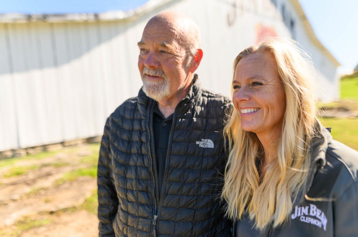 Image of Fred and DeeAnn outside the Jim Beam Distillery