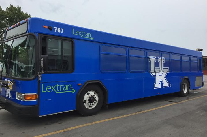 photo of Lextran bus that runs on UK campus route