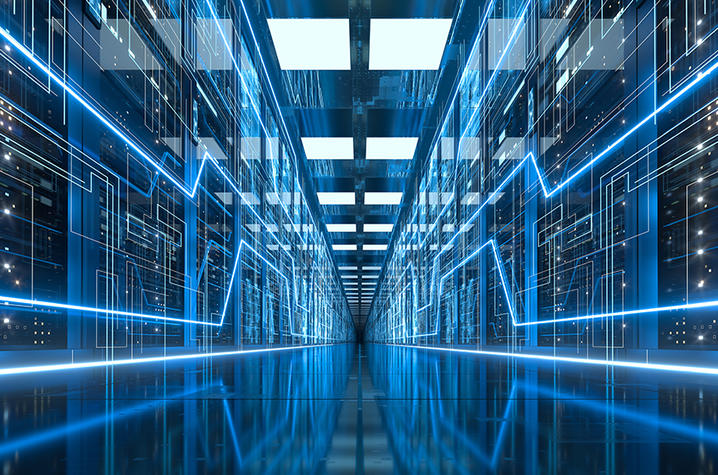 photo of servers with blue lights